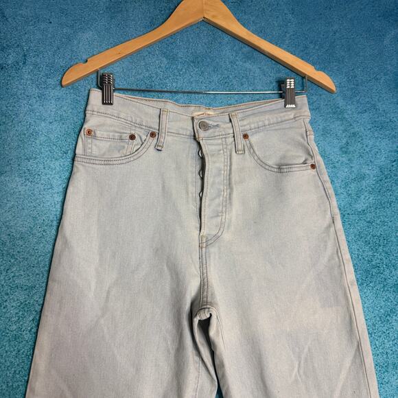 Levis Jeans Womens 28 Blue Denim Ribcage Straight Ankle Button Fly Size 28x27 - Picture 2 of 16